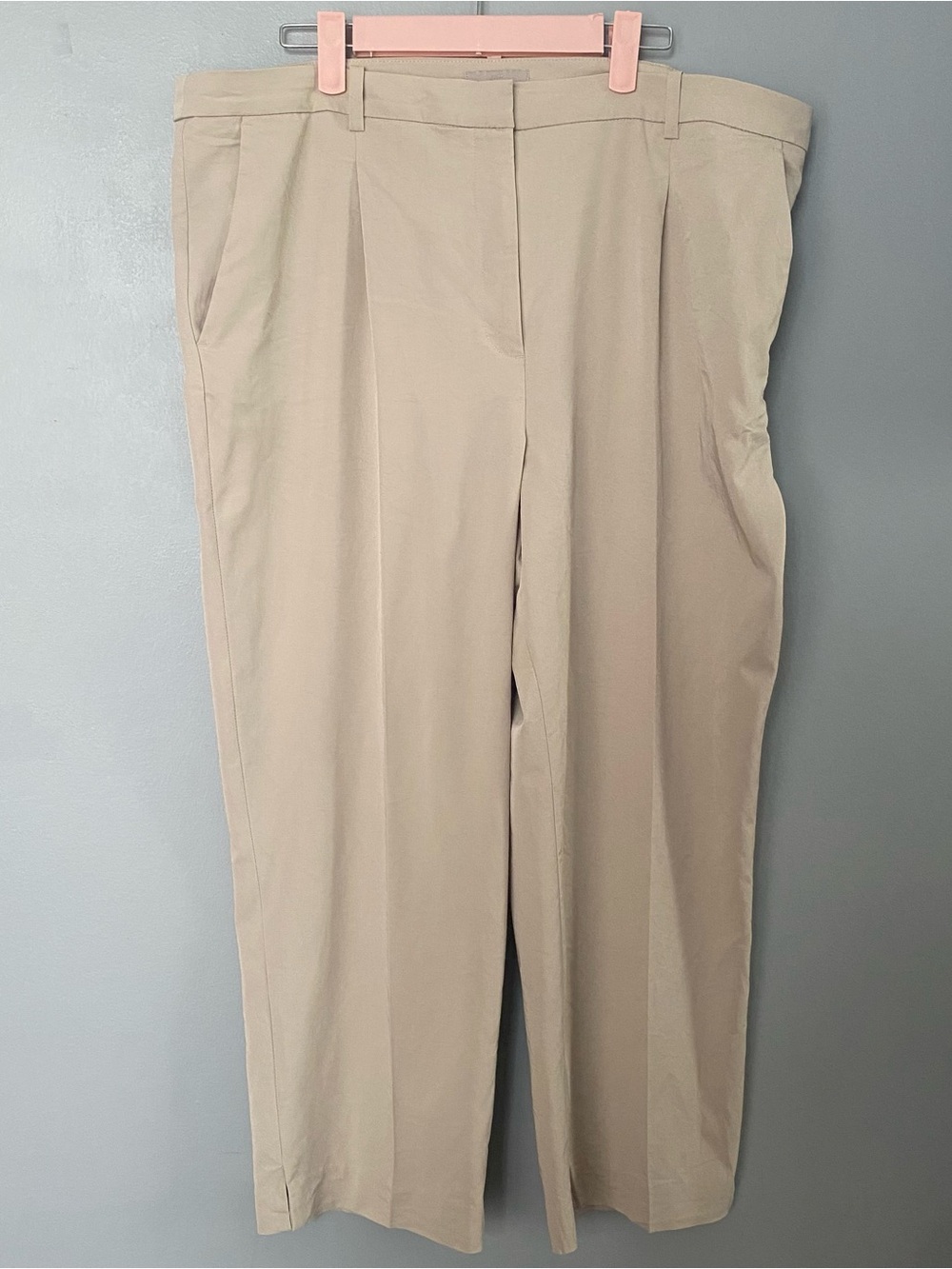 H&M Beige High-Rise Pleated Trousers Viscose Blend SZ 16